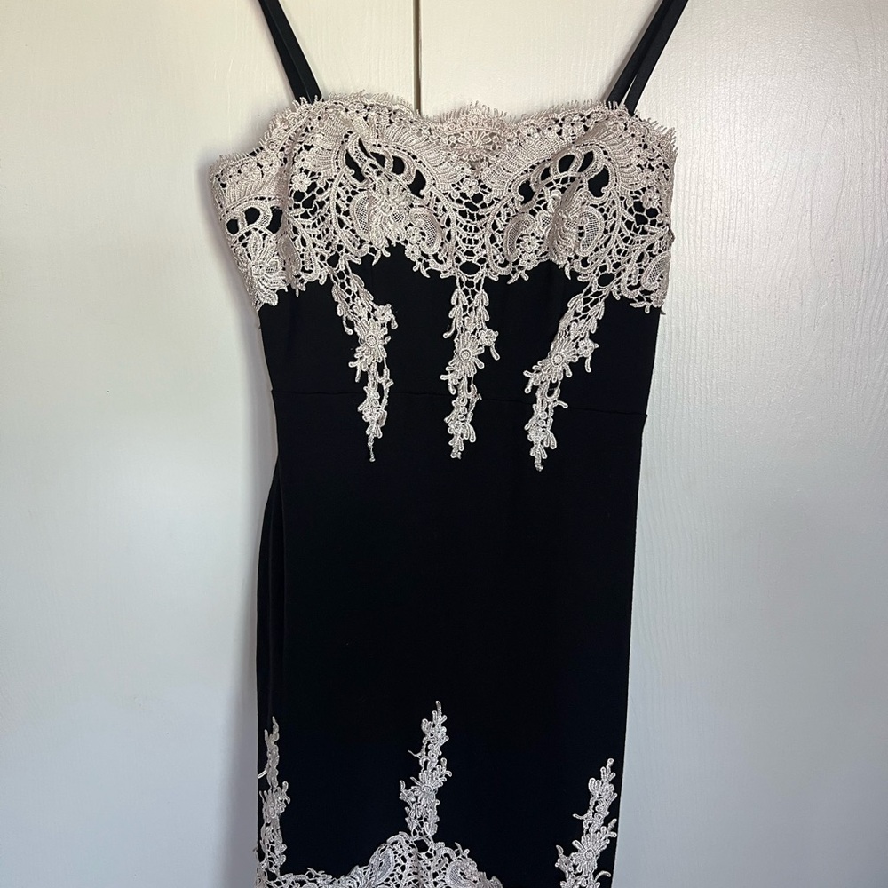 Haute Monde Black Dress with Cream Lace